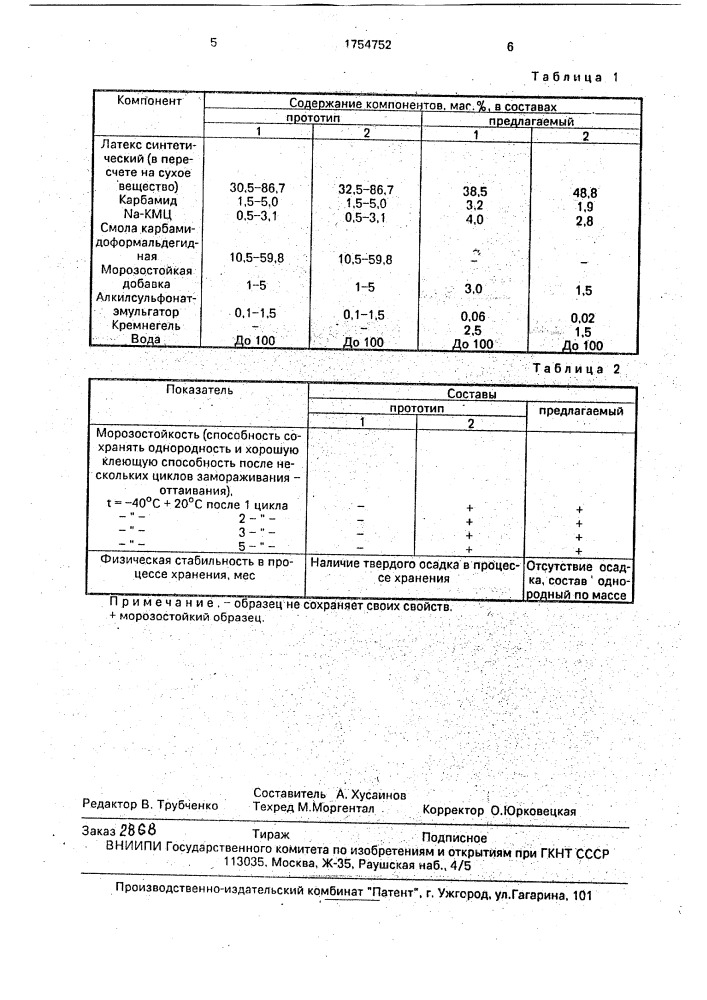 Клеевая композиция (патент 1754752)