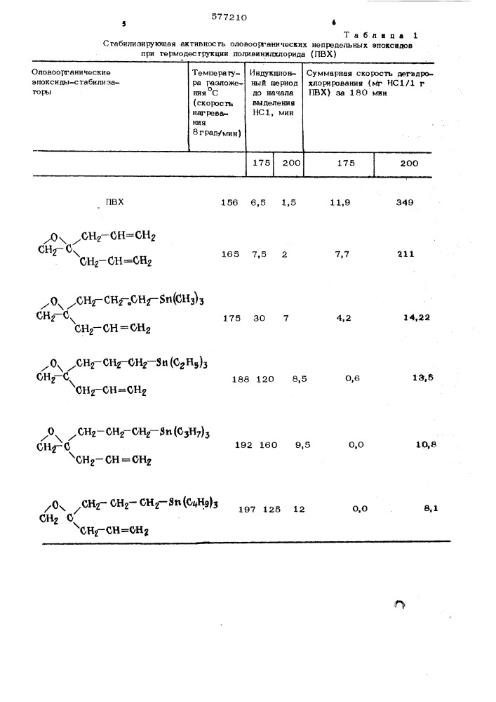 4,4-апокси-7 триалкилстаннилгептен1 в качестве стабилизатора для поливинилхлорида (патент 577210)