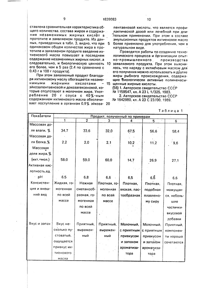 Эмульсионный белково-жировой продукт (патент 1839083)