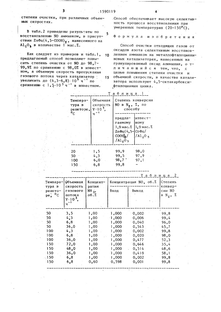 Способ очистки отходящих газов от оксидов азота (патент 1590119)