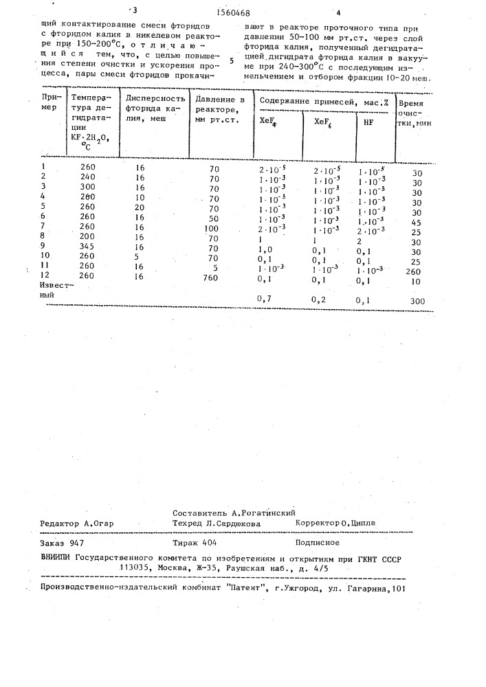 Способ очистки дифторида ксенона (патент 1560468)