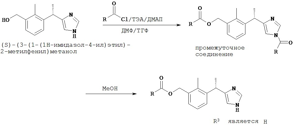 Сложноэфирные пролекарства [3-(1-(1h-имидазол-4-ил)этил)-2-метилфенил]метанола (патент 2612351)