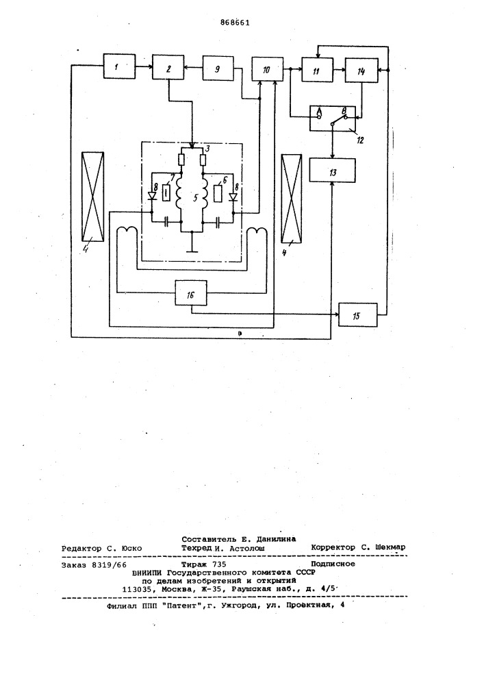 Устройство для измерения параметров тонких магнитных пленок (патент 868661)