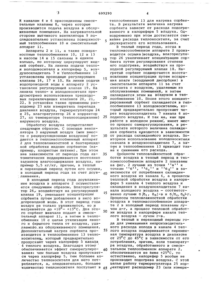 Способ обработки воздуха в двухканальных системах кондиционирования (патент 699290)