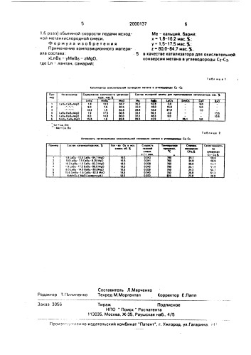 Катализатор для окислительной конверсии метана (патент 2000137)