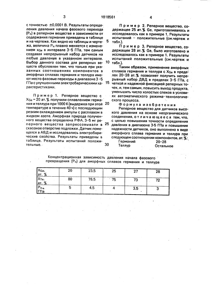 Реперное вещество для датчиков высокого давления (патент 1818561)