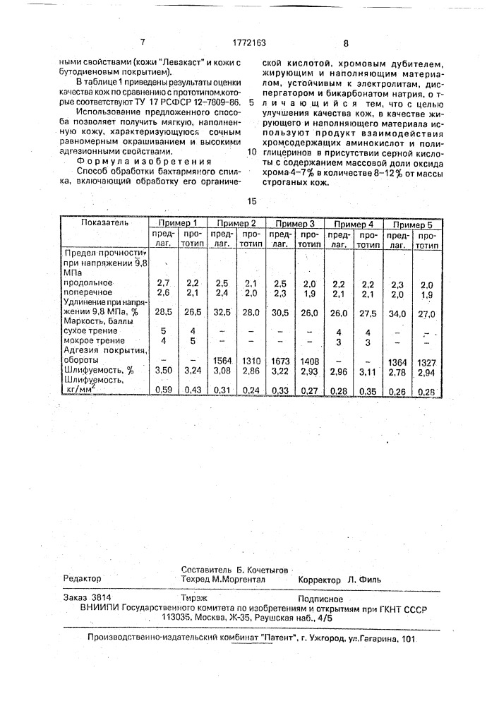 Способ обработки бахтармяного спилка (патент 1772163)