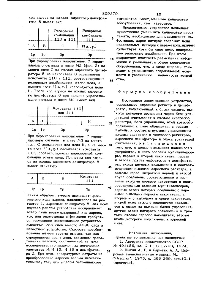 Постоянное запоминающее устрой-ctbo (патент 809379)