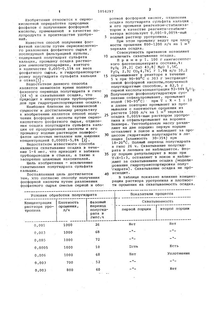 Способ получения фосфорной кислоты (патент 1054297)