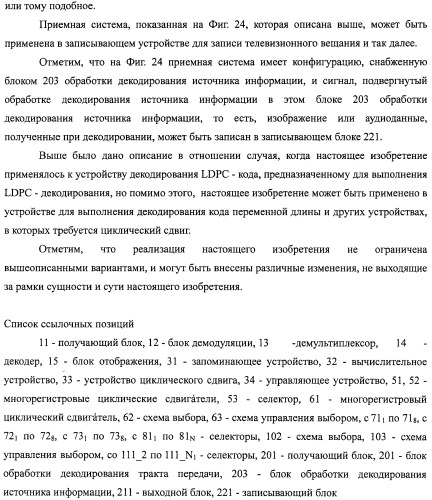 Устройство циклического сдвига, способ циклического сдвига, устройство декодирования ldpc-кода, телевизионный приемник и приемная система (патент 2480905)