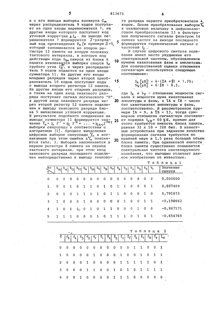 Цифровой синтезатор частот (патент 813675)