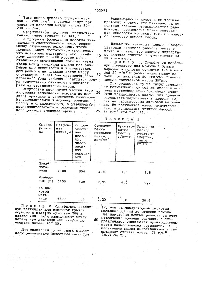 Способ размола бумажной массы (патент 702088)