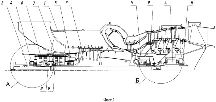 Многовальный газотурбинный двигатель с роторами на магнитных подшипниках (патент 2301901)