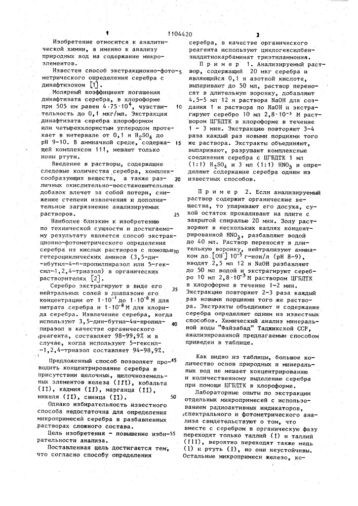 Способ определения серебра (патент 1104420)