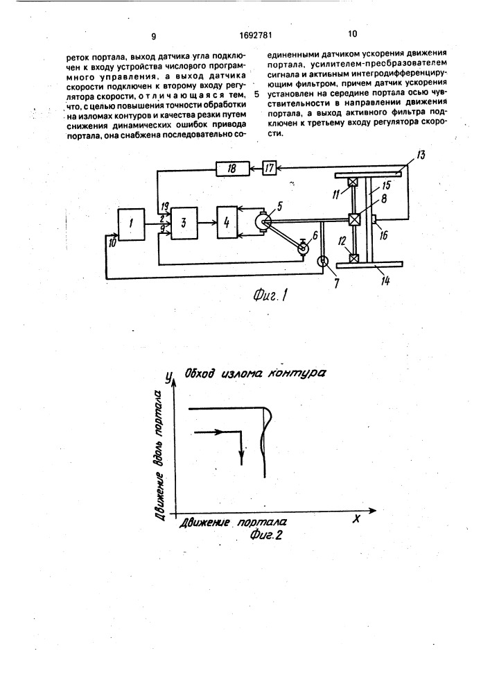 Система управления приводом портала машины термической резки (патент 1692781)