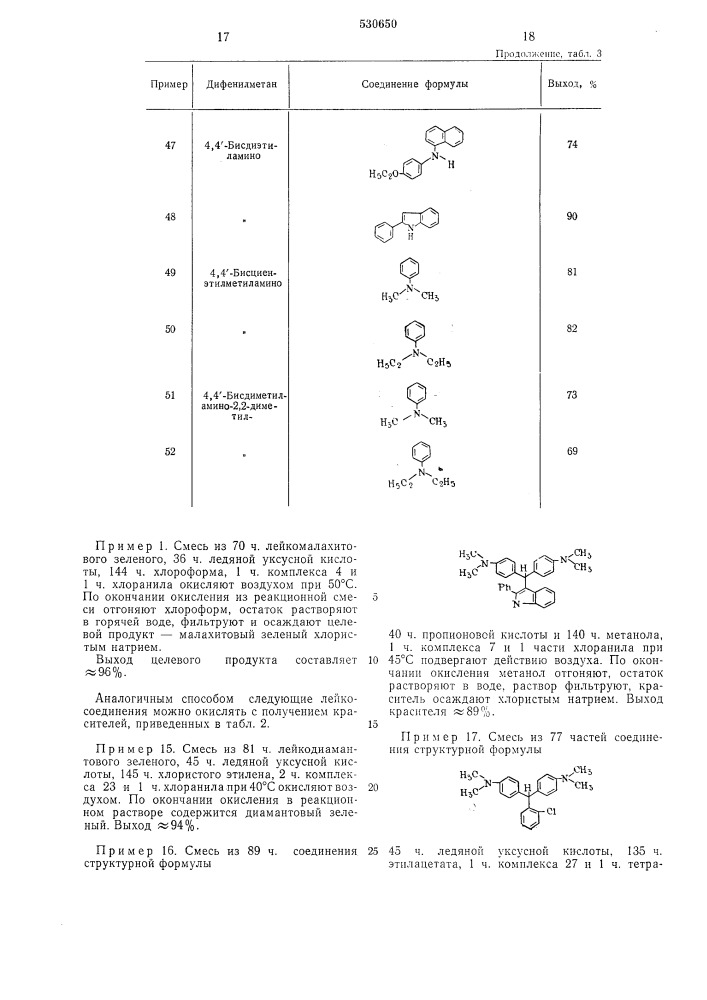 Способ получения диили триарилметановых красителей (патент 530650)
