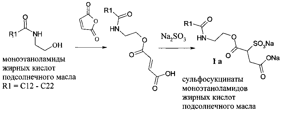 Способ получения сульфосукцинатов алканоламидов жирных кислот растительных масел (патент 2605932)