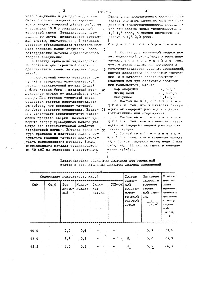 Состав для термитной сварки меди (патент 1362594)