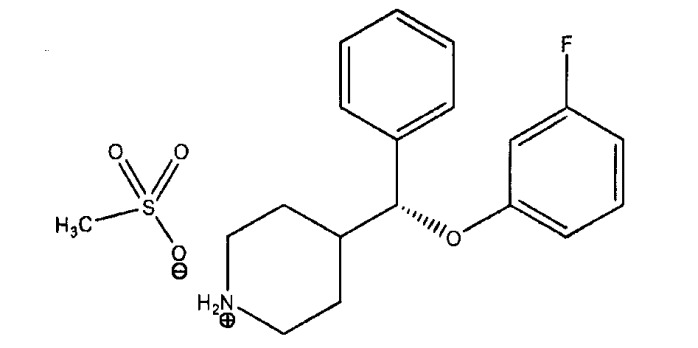 4-[(3-фторфенокси)фенилметил]пиперидин метансульфонат:применение, способ синтеза и фармацевтические композиции (патент 2412169)