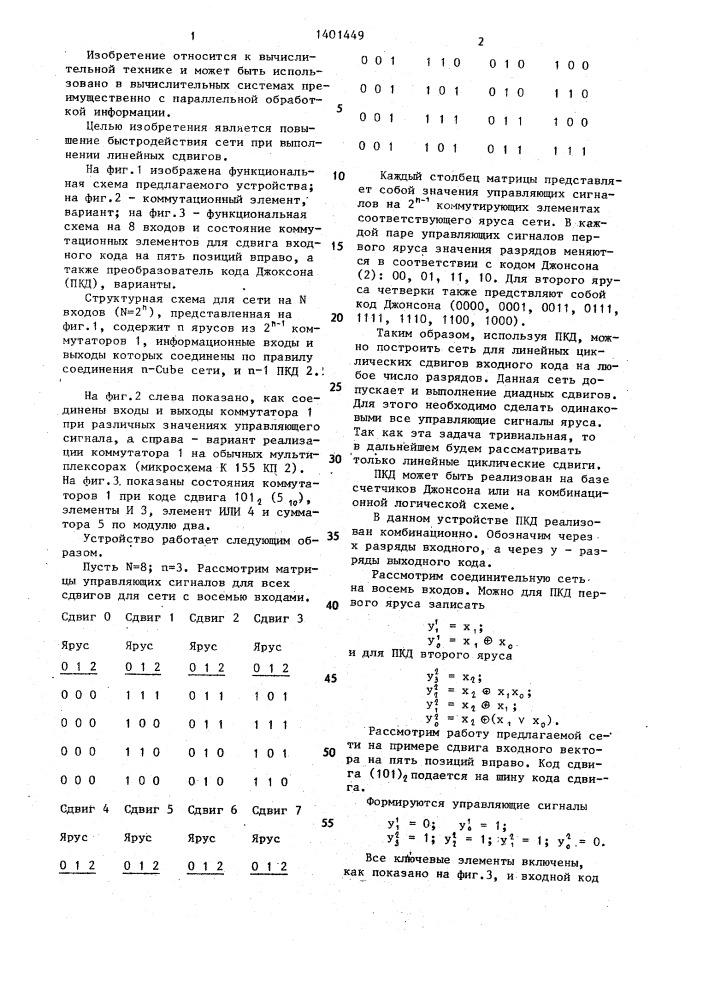 Коммутационная сеть (патент 1401449)