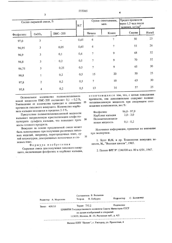 Сырьевая смесь для получения гипсового вяжущего (патент 555065)