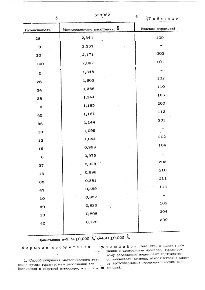 Способ получения металлического технеция (патент 523952)