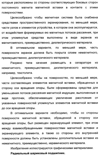 Способ магнитной разгрузки тел качения от действия центробежных сил в опорах вращения и опора вращения для его осуществления (варианты) (патент 2348839)