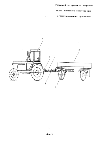 Тросовый догружатель ведущего моста колесного трактора при агрегатировании с прицепами (патент 2590777)