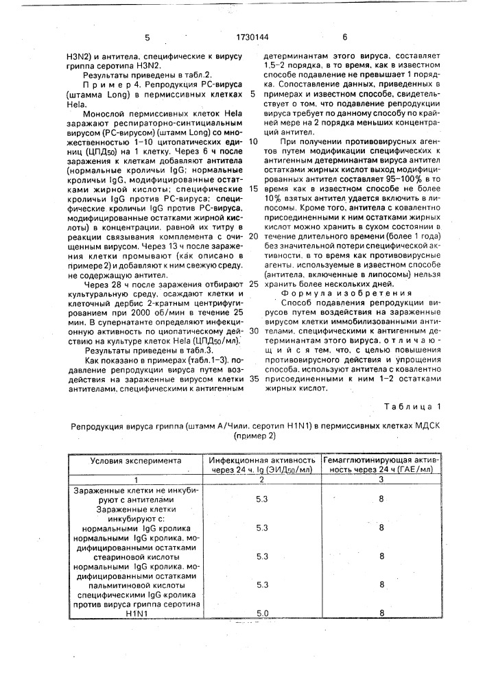 Способ подавления репродукции вирусов (патент 1730144)