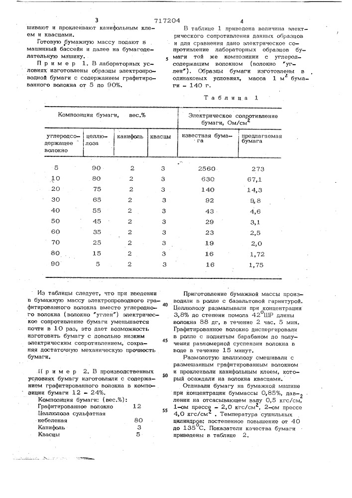 Электропроводная бумага (патент 717204)