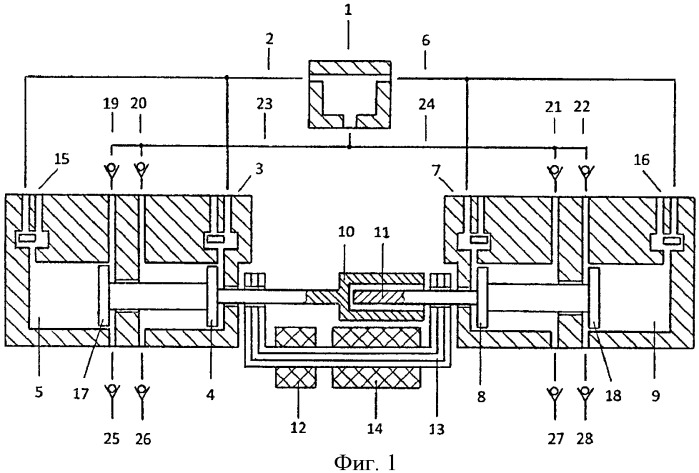 Свободнопоршневой двухцилиндровый с общей внешней камерой сгорания и линейным электрогенератором энергомодуль двойного назначения (патент 2468224)