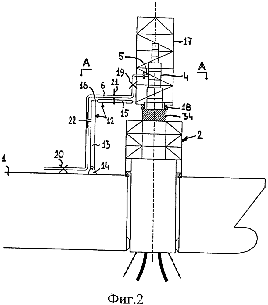 Устройство для транспортировки текучих сред между судном и турелью, установленной на этом судне (патент 2647797)