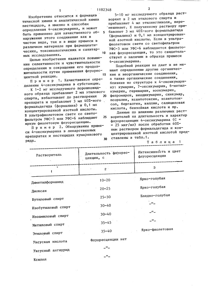 Способ качественного определения 4-оксикумарина (патент 1182348)