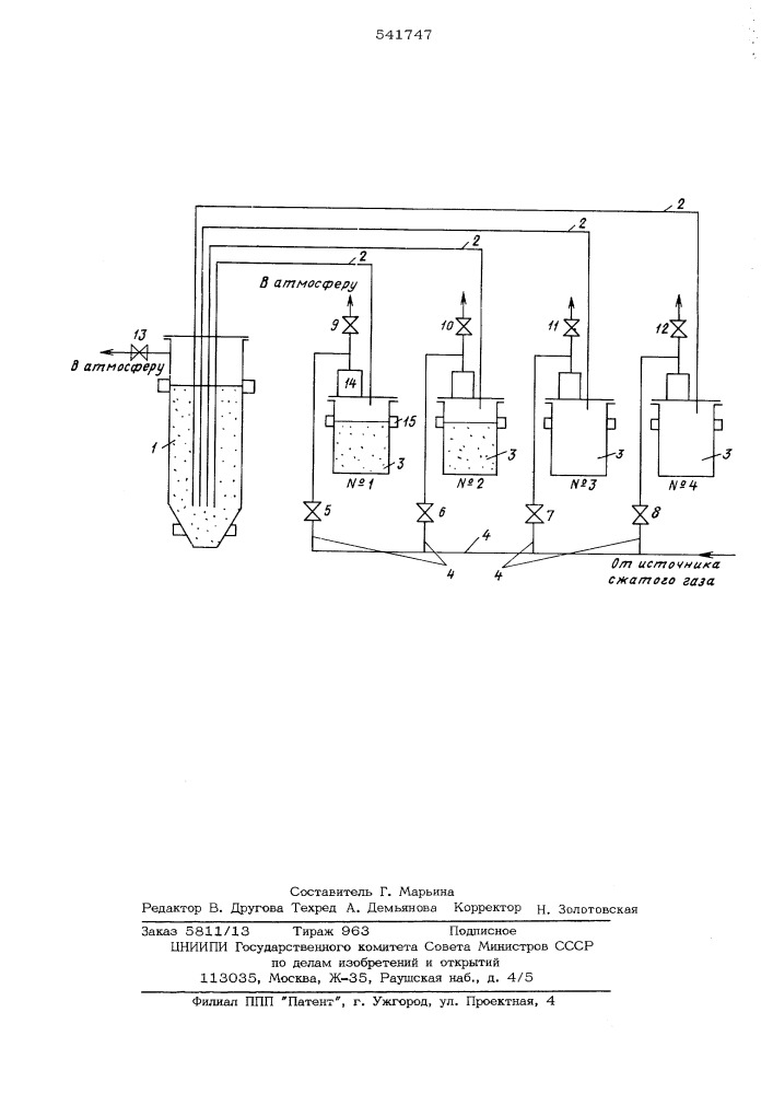 Способ и устройство для централизованного распределения мелкозернистого материала (патент 541747)
