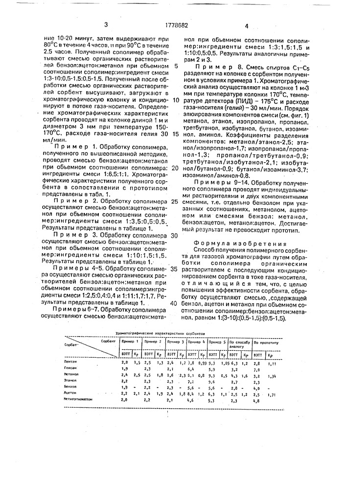 Способ получения полимерного сорбента для газовой хроматографии (патент 1778682)