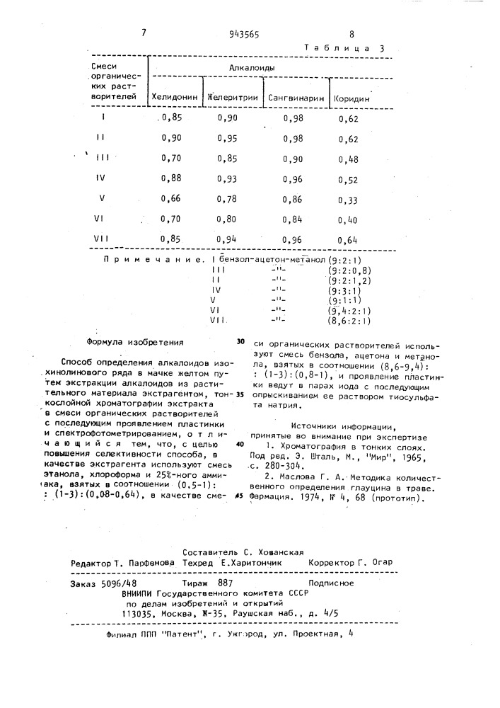 Способ определения алкалоидов изохинолинового ряда в мачке желтом (патент 943565)