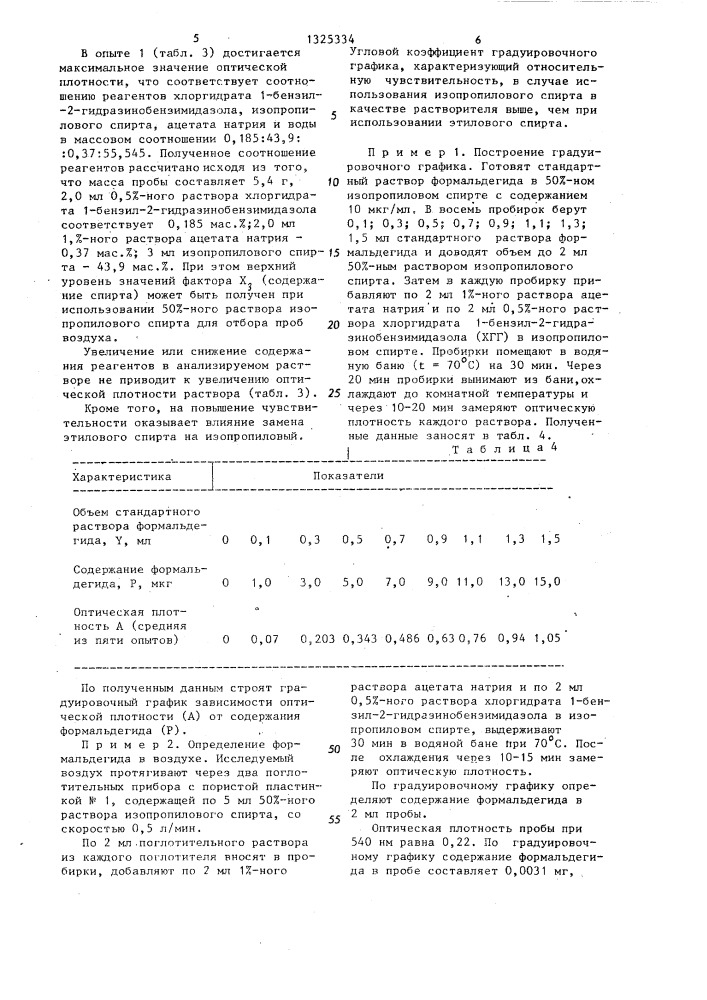 Способ определения формальдегида в воздушной среде (патент 1325334)