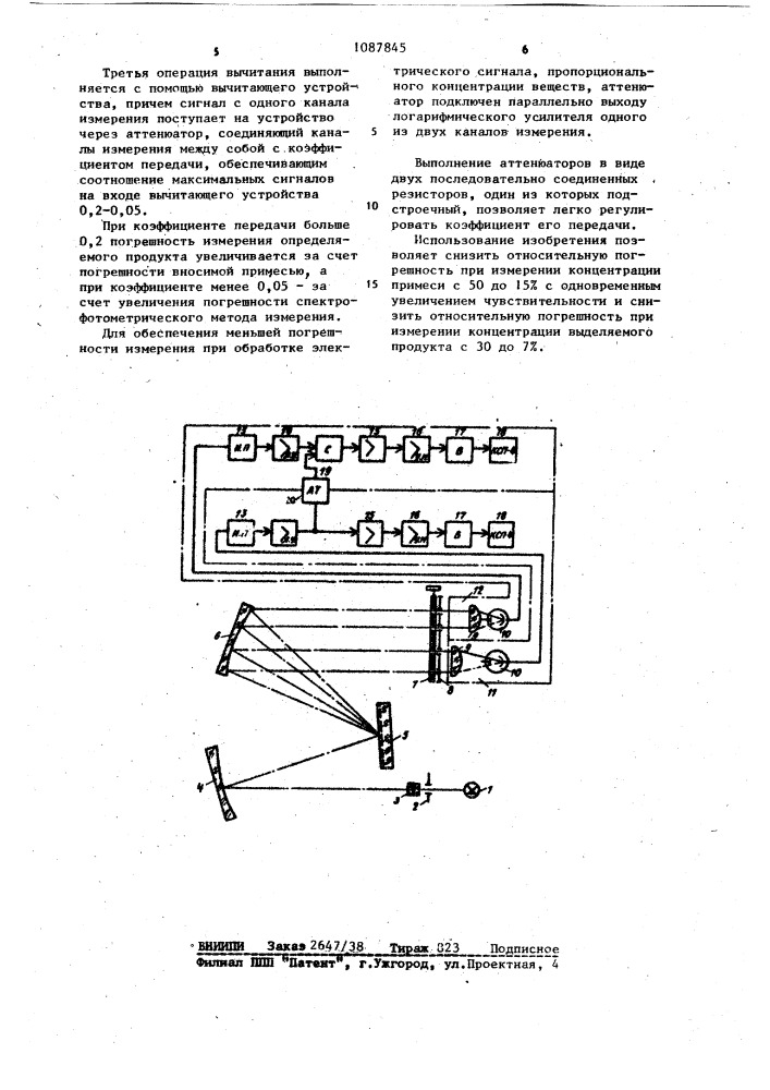 Устройство для определения концентрации многокомпонентных растворов (патент 1087845)