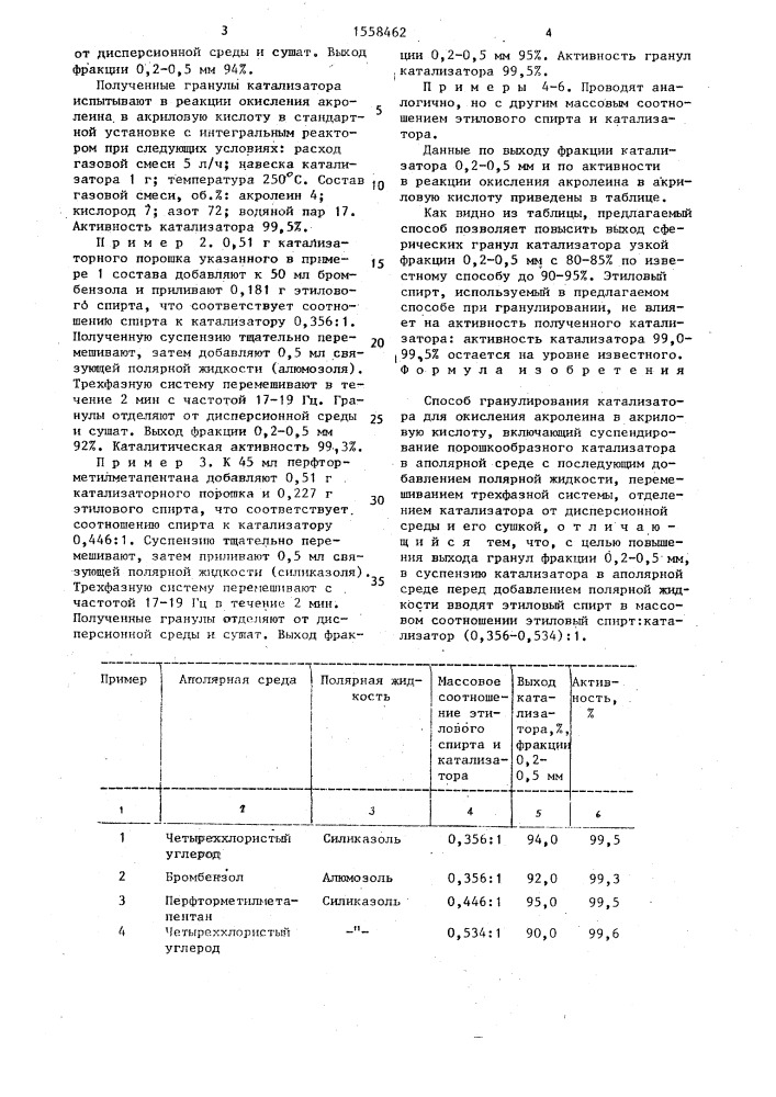 Способ гранулирования катализатора (патент 1558462)