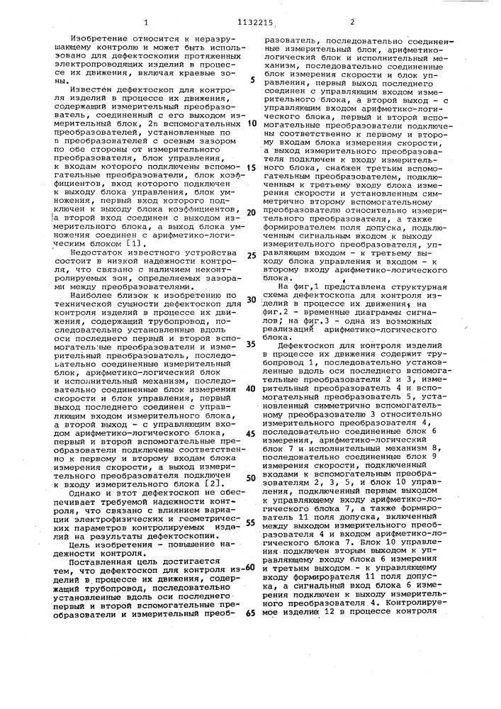 Дефектоскоп для контроля изделий в процессе их движения (патент 1132215)