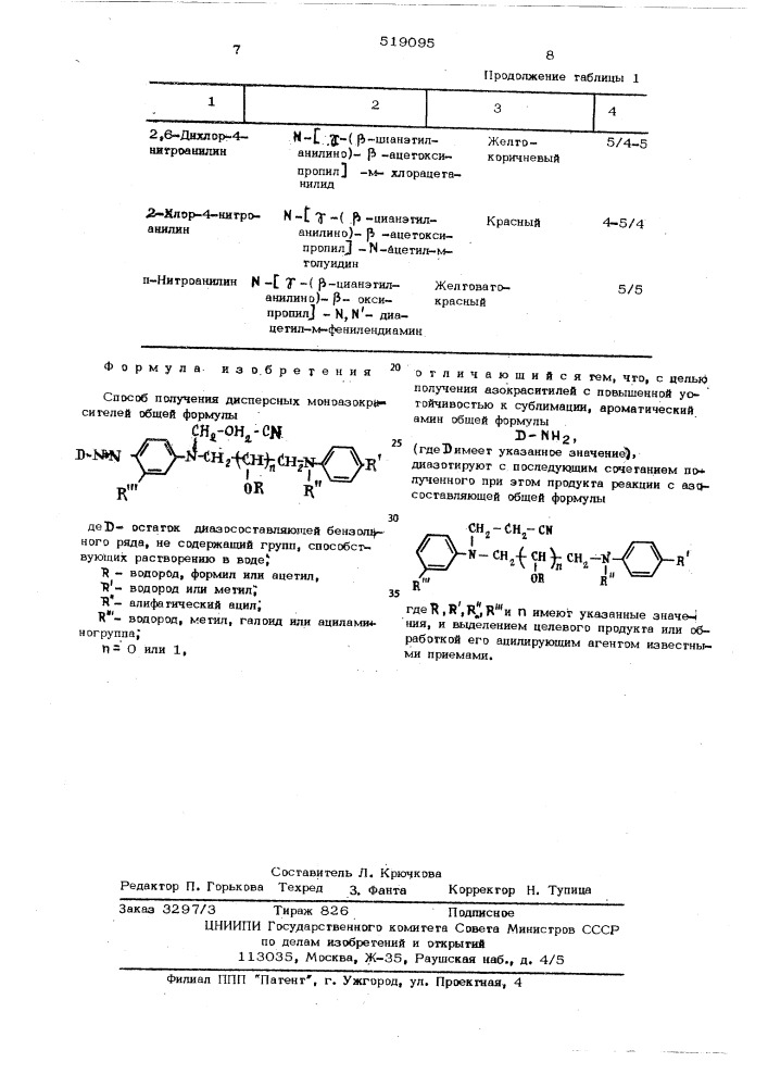 Способ получения дисперсных моноазокрасителей (патент 519095)