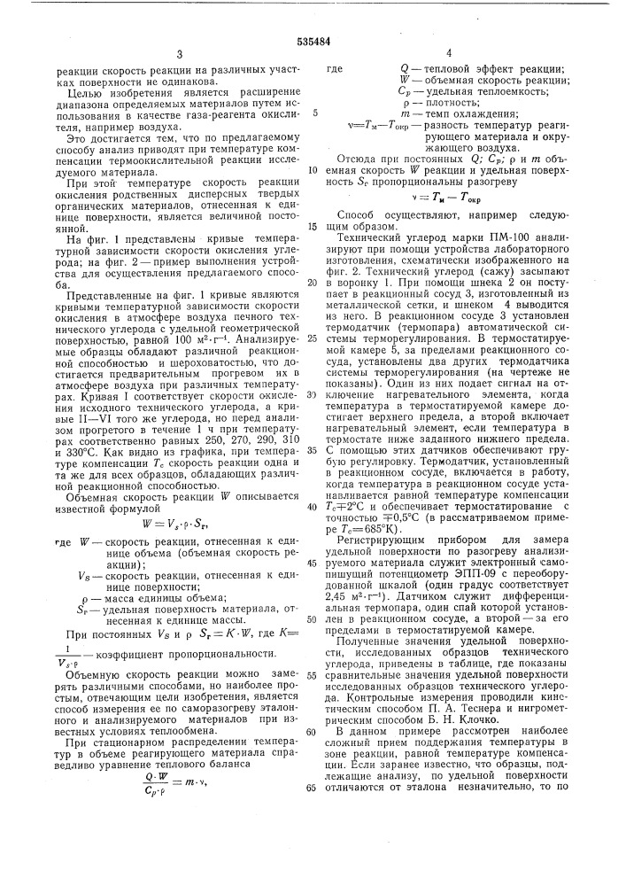 Способ определения удельной поверхности дисперсных твердых органических материалов (патент 535484)