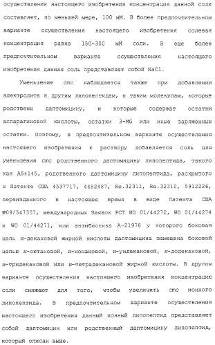 Способ очистки липопептида (варианты), антибиотическая композиция на основе очищенного липопептида (варианты) (патент 2311460)