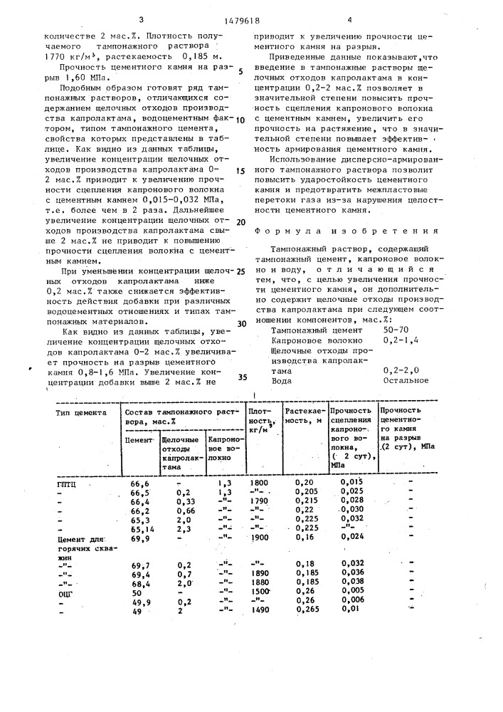 Тампонажный раствор (патент 1479618)