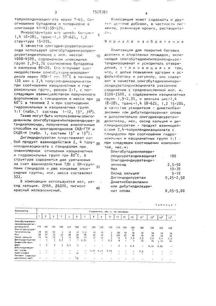 Композиция для покрытий беговых дорожек и спортивных площадок (патент 1528781)