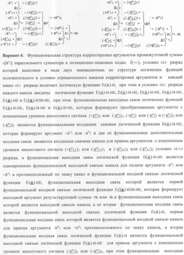 Функциональная структура корректировки аргументов промежуточной суммы &#177;[s&#39;&#39;i] параллельного сумматора в позиционно-знаковых кодах f(+/-) (патент 2362204)