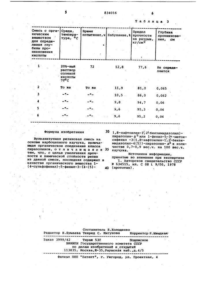 Вулканизуемая резиновая смесь наоснове карбоцепного каучука (патент 834016)