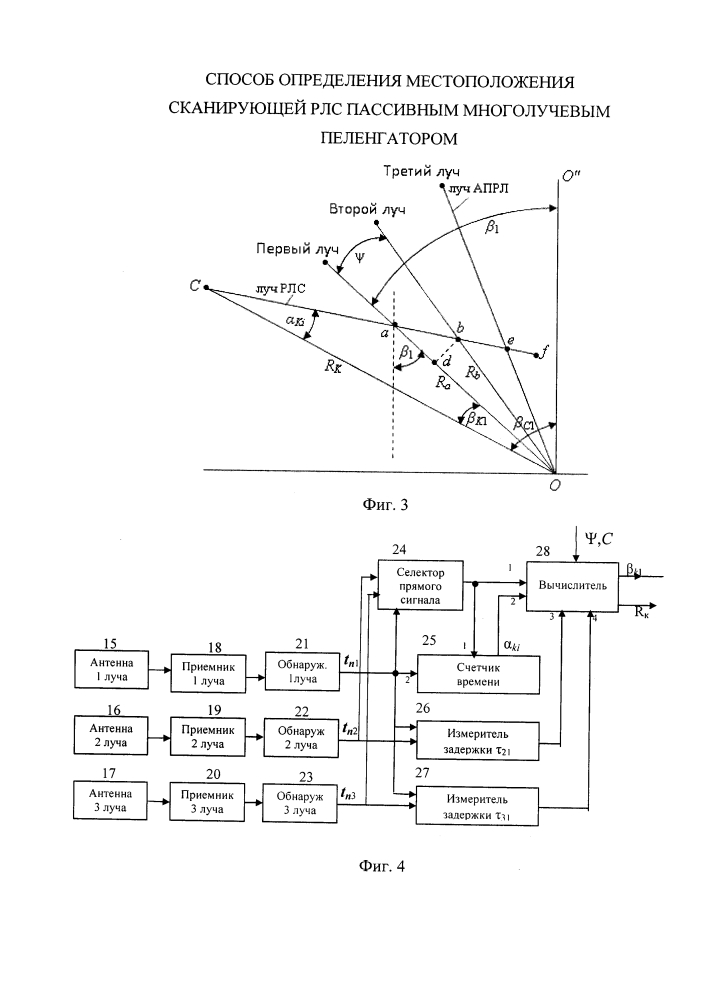 Способ определения местоположения сканирующей рлс пассивным многолучевым пеленгатором (патент 2633962)