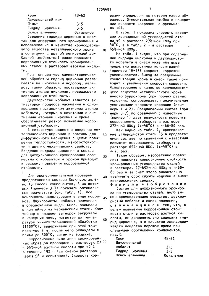 Состав для диффузионного хромирования углеродистых сталей (патент 1705403)