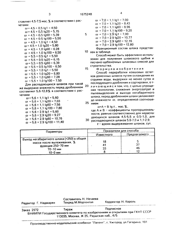 Способ переработки ковшовых остатков доменных шлаков (патент 1675248)